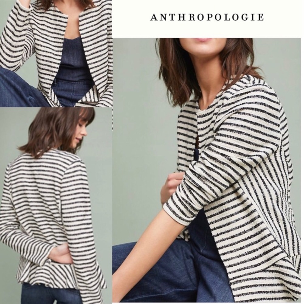 Anthropologie Dolan Striped tweed peplum jacket